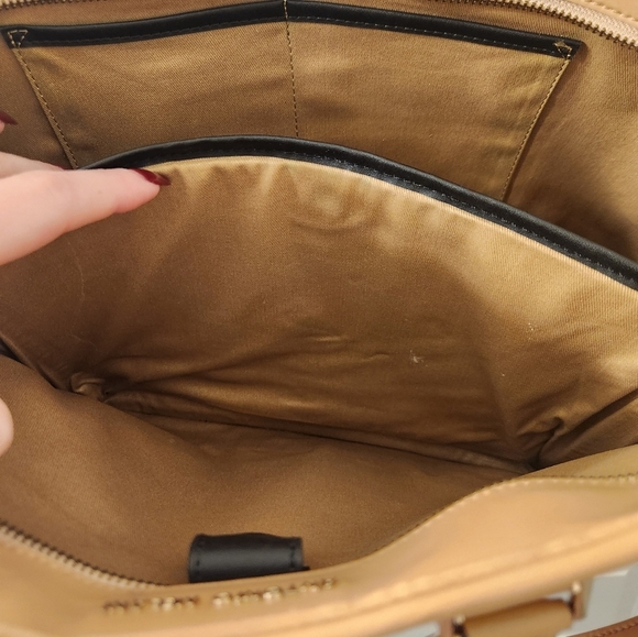 Antonio Melani Color Block Shoulder Bag Purse Tan Pink Large  #O - Picture 10 of 15